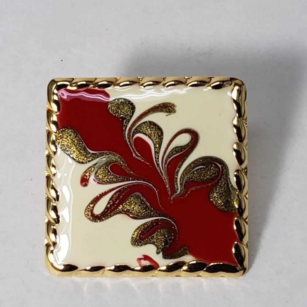 Women's Stunning Gold tone Multi-color Square Stud Earrings - Eye-Catching, RED - Picture 7 of 7